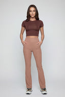 Ribbed High-Waist Flare Leggings