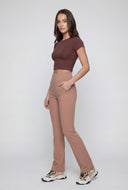 Ribbed High-Waist Flare Leggings