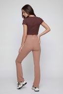 Ribbed High-Waist Flare Leggings