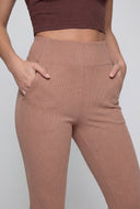 Ribbed High-Waist Flare Leggings