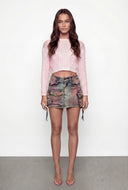 Anais Acid Wash Cargo Denim Mini Skirt