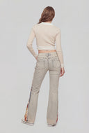 Ariah Jacquard Frayed Flare-Leg Jeans
