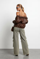 Alexandria Acid Wash Pleated Panel Wide Leg Jeans
