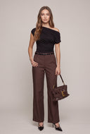 Belted Wide-Leg Dress Pants