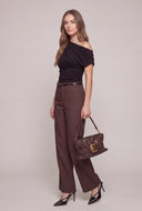 Belted Wide-Leg Dress Pants