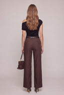 Belted Wide-Leg Dress Pants