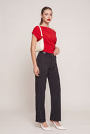 Belted Pinstripe Pants