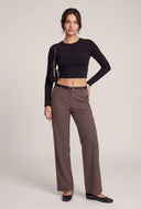 Belted Pinstripe Pants