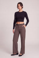 Belted Pinstripe Pants
