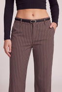 Belted Pinstripe Pants