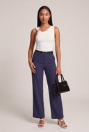 Belted Pinstripe Pants