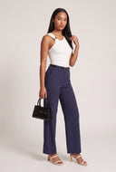 Belted Pinstripe Pants
