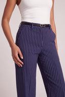 Belted Pinstripe Pants