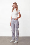 Slim Straight Acid Wash Jeans