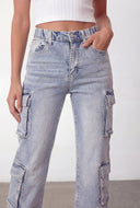 Slim Straight Acid Wash Jeans