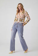 Tie Waist Mid Rise Straight-Leg Jeans