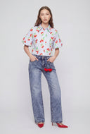 Keychain Frayed Waist Straight-Leg Jeans
