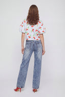 Keychain Frayed Waist Straight-Leg Jeans