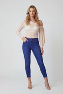 Rolled Cuff Mid-Rise Skinny Jeans