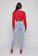 Rolled Cuff Mid-Rise Skinny Jeans