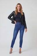 Rolled Cuff Mid-Rise Skinny Jeans