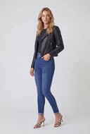 Rolled Cuff Mid-Rise Skinny Jeans