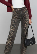 Leopard Print Twill Pants
