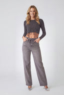 Glam Studded Belted Straight-Leg Jeans