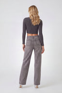 Glam Studded Belted Straight-Leg Jeans
