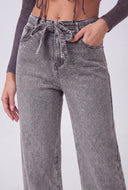 Glam Studded Belted Straight-Leg Jeans