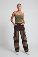 Ivanna Bleached Wide-Leg Cargo Jeans