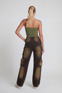Ivanna Bleached Wide-Leg Cargo Jeans
