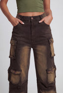 Ivanna Bleached Wide-Leg Cargo Jeans