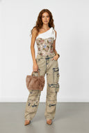 Acid Wash Flare-Leg Jeans