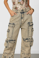 Acid Wash Flare-Leg Jeans