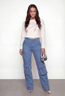 Cargo Pocket Straight-Leg Jeans