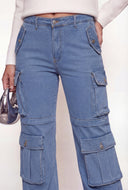 Cargo Pocket Straight-Leg Jeans