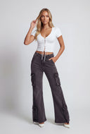 Miranda Tassel Cargo Wide-Leg Jeans