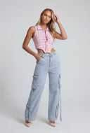 Miranda Tassel Cargo Wide-Leg Jeans