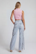 Miranda Tassel Cargo Wide-Leg Jeans