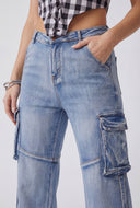 Miranda Tassel Cargo Wide-Leg Jeans