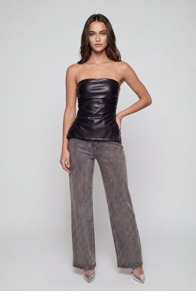 Glam Studded Wide-Leg Jeans