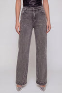 Glam Studded Wide-Leg Jeans