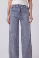 Glam Studded Wide-Leg Jeans