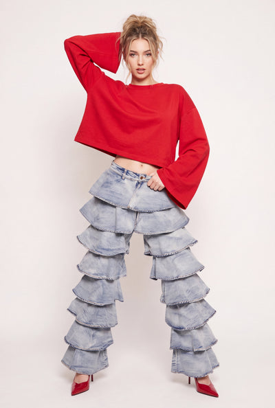 Tiered Ruffle Jeans