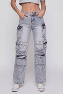 Alanna Acid Wash Cargo Jeans