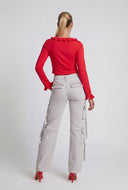 Straight-Leg Pull Tab Cargo Jeans
