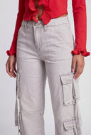 Straight-Leg Pull Tab Cargo Jeans