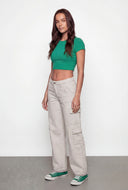Utility Raw Hem Wide Leg Jeans