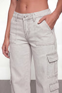 Utility Raw Hem Wide Leg Jeans